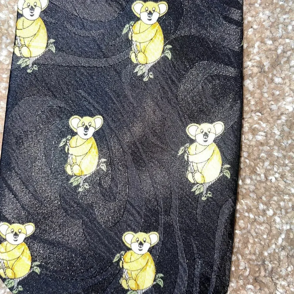 Gold City Koala necktie Handmade Novelty black men's tie unique